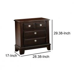 Contemporary 3-Drawer Night Stand In Brown Cherry Finish 17 in. L x 28.38 in. W x 29.38 in. H by Benjara -Cheap Benjara Store brown benjara nightstands bm123250 44 1000