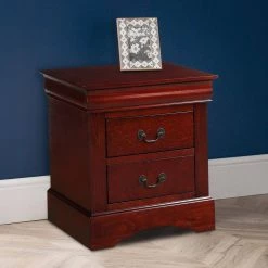 Traditional 2-Drawer s Brown Wood Nightstand by Louis Philippe III 22 in. L x 16 in. W x 24 in. H by Benjara -Cheap Benjara Store brown benjara nightstands bm154518 31 1000