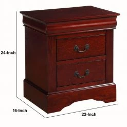 Traditional 2-Drawer s Brown Wood Nightstand by Louis Philippe III 22 in. L x 16 in. W x 24 in. H by Benjara -Cheap Benjara Store brown benjara nightstands bm154518 44 1000