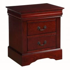 Traditional 2-Drawer s Brown Wood Nightstand by Louis Philippe III 22 in. L x 16 in. W x 24 in. H by Benjara