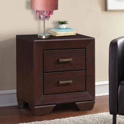2-Drawer Dark Cocoa Brown Chic Wooden Side Nightstand 16.5 in. L x 23.5 in. W x 27 in. H by Benjara -Cheap Benjara Store brown benjara nightstands bm172131 31 1000