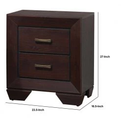 2-Drawer Dark Cocoa Brown Chic Wooden Side Nightstand 16.5 in. L x 23.5 in. W x 27 in. H by Benjara -Cheap Benjara Store brown benjara nightstands bm172131 44 1000