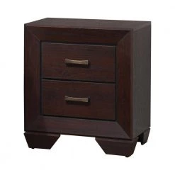 2-Drawer Dark Cocoa Brown Chic Wooden Side Nightstand 16.5 in. L x 23.5 in. W x 27 in. H by Benjara