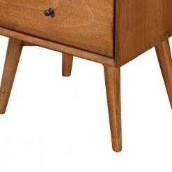 Acron Mid Century Mahogany Wood Nightstand 15 in. L x 18 in. W x 26 in. by Benjara -Cheap Benjara Store brown benjara nightstands bm172817 1f 1000