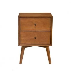 Acron Mid Century Mahogany Wood Nightstand 15 in. L x 18 in. W x 26 in. by Benjara