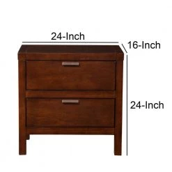 2-Drawers Brown Subtle Finish Wooden Nightstand 24" H x 24" W x 16" H by Benjara -Cheap Benjara Store brown benjara nightstands bm172857 44 1000