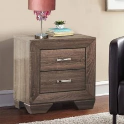 2-Drawer Brown Transitional Style Wooden Nightstand with Tapered Feet 16.5 in. L x 23.5 in. W x 26.75 in. H by Benjara -Cheap Benjara Store brown benjara nightstands bm185319 31 1000