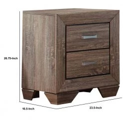 2-Drawer Brown Transitional Style Wooden Nightstand with Tapered Feet 16.5 in. L x 23.5 in. W x 26.75 in. H by Benjara -Cheap Benjara Store brown benjara nightstands bm185319 44 1000