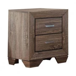 2-Drawer Brown Transitional Style Wooden Nightstand with Tapered Feet 16.5 in. L x 23.5 in. W x 26.75 in. H by Benjara