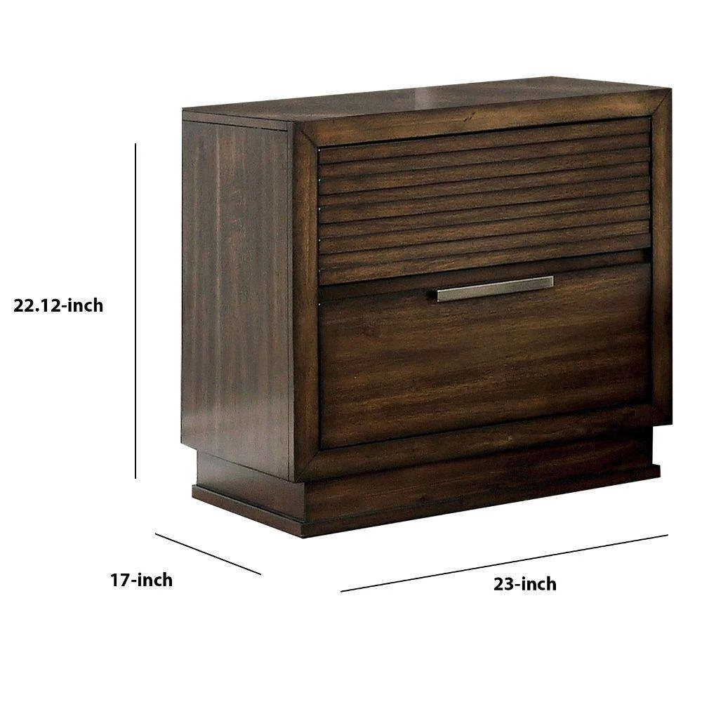 2-Drawer Brown Wooden Nightstand with Finger Pull Handle (22.12 in. x 23 in. x 17 in.) by Benjara 6 2-Drawer Brown Wooden Nightstand with Finger Pull Handle (22.12 in. x 23 in. x 17 in.) by Benjara - Image 6