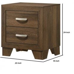 Transitional Style 2-Drawers Brown Wooden Nightstand with Metal Handles 22 in. L x 16 in. W x 24 in. H by Benjara -Cheap Benjara Store brown benjara nightstands bm225937 44 1000