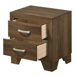 Transitional Style 2-Drawers Brown Wooden Nightstand with Metal Handles 22 in. L x 16 in. W x 24 in. H by Benjara -Cheap Benjara Store brown benjara nightstands bm225937 4f 1000