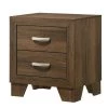 Transitional Style 2-Drawers Brown Wooden Nightstand with Metal Handles 22 in. L x 16 in. W x 24 in. H by Benjara
