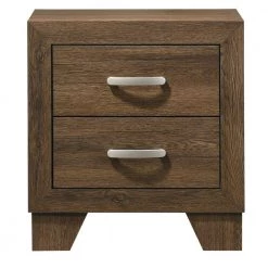 Transitional Style 2-Drawers Brown Wooden Nightstand with Metal Handles 22 in. L x 16 in. W x 24 in. H by Benjara -Cheap Benjara Store brown benjara nightstands bm225937 c3 1000