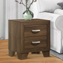 Transitional Style 2-Drawers Brown Wooden Nightstand with Metal Handles 22 in. L x 16 in. W x 24 in. H by Benjara -Cheap Benjara Store brown benjara nightstands bm225937 fa 1000