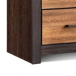 2-Drawer Brown Dual Tne Nightstand with Metal Bar Pulls 24.75 in. H x 24 in. W x 24.75 in. L by Benjara -Cheap Benjara Store brown benjara nightstands bm242640 1f 1000