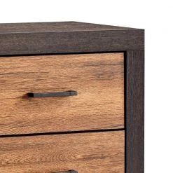 2-Drawer Brown Dual Tne Nightstand with Metal Bar Pulls 24.75 in. H x 24 in. W x 24.75 in. L by Benjara -Cheap Benjara Store brown benjara nightstands bm242640 4f 1000