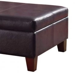 28 in. L x 28 in. W x 15.75 in. H Brown Large Leatherette Upholstered Wooden Ottoman with Hinged Storage by Benjara -Cheap Benjara Store brown benjara ottomans bm195755 1f 1000