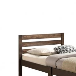 Simply Design Brown Twin Bed with Wooden Slatted Headboard by Benjara -Cheap Benjara Store brown benjara platform beds bm155990 c3 1000