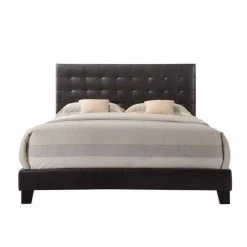 Transitional Style Brown Queen Size Padded Bed by Benjara -Cheap Benjara Store brown benjara platform beds bm156053 1f 1000