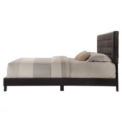 Transitional Style Brown Queen Size Padded Bed by Benjara -Cheap Benjara Store brown benjara platform beds bm156053 4f 1000