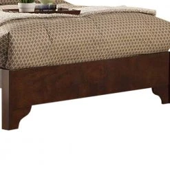 Brown Rubberwood Queen Size Low Footboard Sleigh Bed by Benjara -Cheap Benjara Store brown benjara platform beds bm171938 40 1000