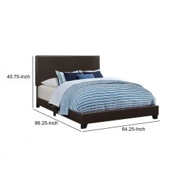 Leather Upholstered Brown Queen Size Platform Bed by Benjara -Cheap Benjara Store brown benjara platform beds bm182794 44 1000