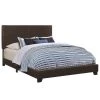 Leather Upholstered Brown Queen Size Platform Bed by Benjara