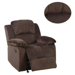 39 in. H Choco Brown Suede Fabric Rocker Recliner by Benjara -Cheap Benjara Store brown benjara recliners bm166727 1f 1000
