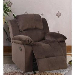 39 in. H Choco Brown Suede Fabric Rocker Recliner by Benjara -Cheap Benjara Store brown benjara recliners bm166727 31 1000