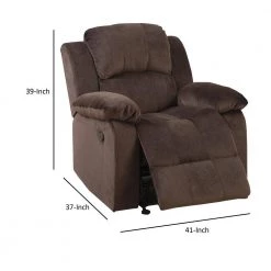 39 in. H Choco Brown Suede Fabric Rocker Recliner by Benjara -Cheap Benjara Store brown benjara recliners bm166727 44 1000