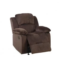 39 in. H Choco Brown Suede Fabric Rocker Recliner by Benjara
