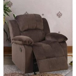 39 in. H Choco Brown Suede Fabric Rocker Recliner by Benjara -Cheap Benjara Store brown benjara recliners bm166727 fa 1000
