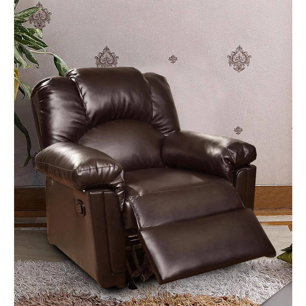 Brown Bonded Leather Rocker/Recliner by Benjara 8 Brown Bonded Leather Rocker/Recliner by Benjara - Image 8