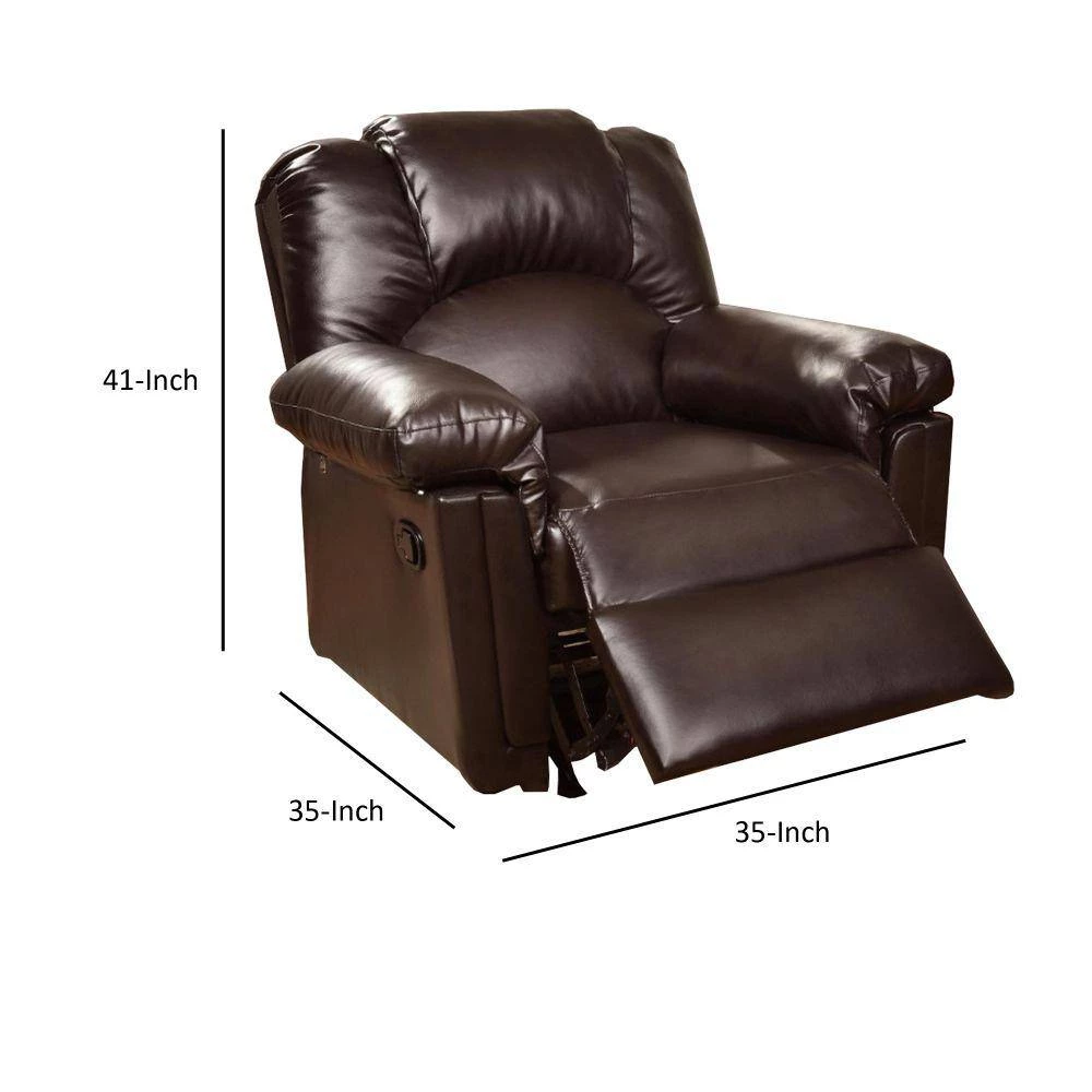 Brown Bonded Leather Rocker/Recliner by Benjara 6 Brown Bonded Leather Rocker/Recliner by Benjara - Image 6
