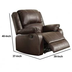 Brown Leather Upholstered Metal Rocker Reclining Chair by Benjara 12 Brown Leather Upholstered Metal Rocker Reclining Chair by Benjara -Cheap Benjara Store brown benjara recliners bm204345 44 1000