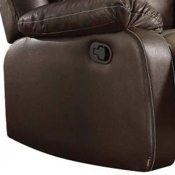 Brown Leather Upholstered Metal Rocker Reclining Chair by Benjara 10 Brown Leather Upholstered Metal Rocker Reclining Chair by Benjara -Cheap Benjara Store brown benjara recliners bm204345 4f 1000