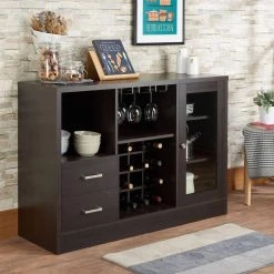 Espresso Brown with 1- Side Door Storage Cabinets and 2-Drawers Wooden Server 47 in. L x 16 in. W x 33 in. H by Benjara 15 Espresso Brown with 1- Side Door Storage Cabinets and 2-Drawers Wooden Server 47 in. L x 16 in. W x 33 in. H by Benjara -Cheap Benjara Store brown benjara sideboards buffet tables bm193794 31 1000