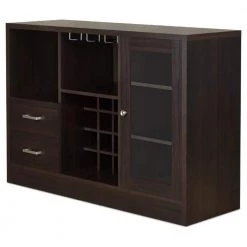 Espresso Brown with 1- Side Door Storage Cabinets and 2-Drawers Wooden Server 47 in. L x 16 in. W x 33 in. H by Benjara