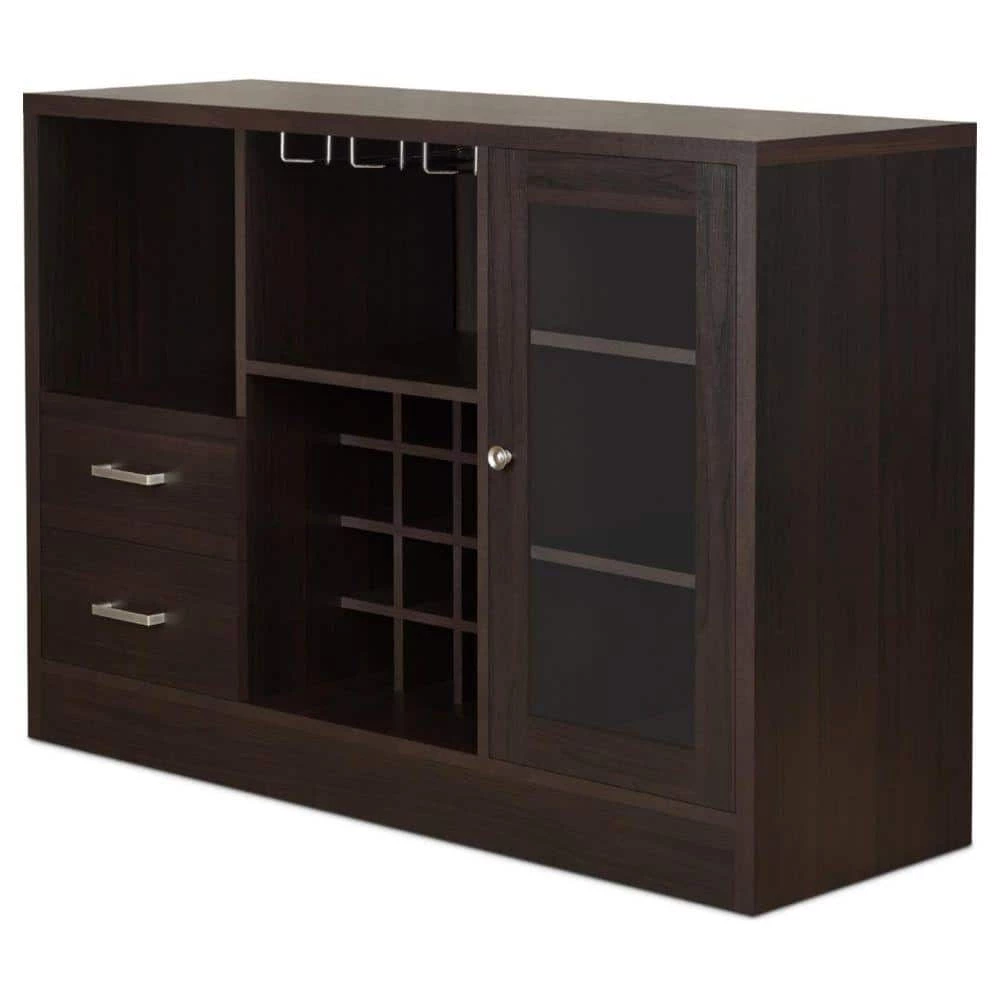 Espresso Brown with 1- Side Door Storage Cabinets and 2-Drawers Wooden Server 47 in. L x 16 in. W x 33 in. H by Benjara 1 Espresso Brown with 1- Side Door Storage Cabinets and 2-Drawers Wooden Server 47 in. L x 16 in. W x 33 in. H by Benjara