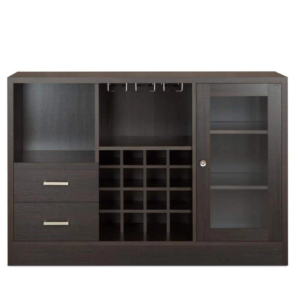 Espresso Brown with 1- Side Door Storage Cabinets and 2-Drawers Wooden Server 47 in. L x 16 in. W x 33 in. H by Benjara 3 Espresso Brown with 1- Side Door Storage Cabinets and 2-Drawers Wooden Server 47 in. L x 16 in. W x 33 in. H by Benjara - Image 3