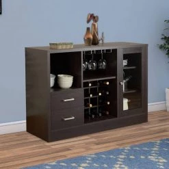 Espresso Brown with 1- Side Door Storage Cabinets and 2-Drawers Wooden Server 47 in. L x 16 in. W x 33 in. H by Benjara 14 Espresso Brown with 1- Side Door Storage Cabinets and 2-Drawers Wooden Server 47 in. L x 16 in. W x 33 in. H by Benjara -Cheap Benjara Store brown benjara sideboards buffet tables bm193794 fa 1000