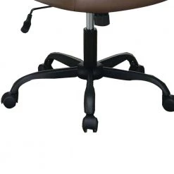 Brown Metal Leatherette Office Chair with Curved Arms and Leatherette Upholstery by Benjara -Cheap Benjara Store brown benjara task chairs bm266478 1f 1000