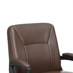 Brown Metal Leatherette Office Chair with Curved Arms and Leatherette Upholstery by Benjara -Cheap Benjara Store brown benjara task chairs bm266478 c3 1000