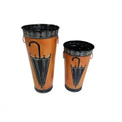 Brown Metal Umbrella Stand by Benjara