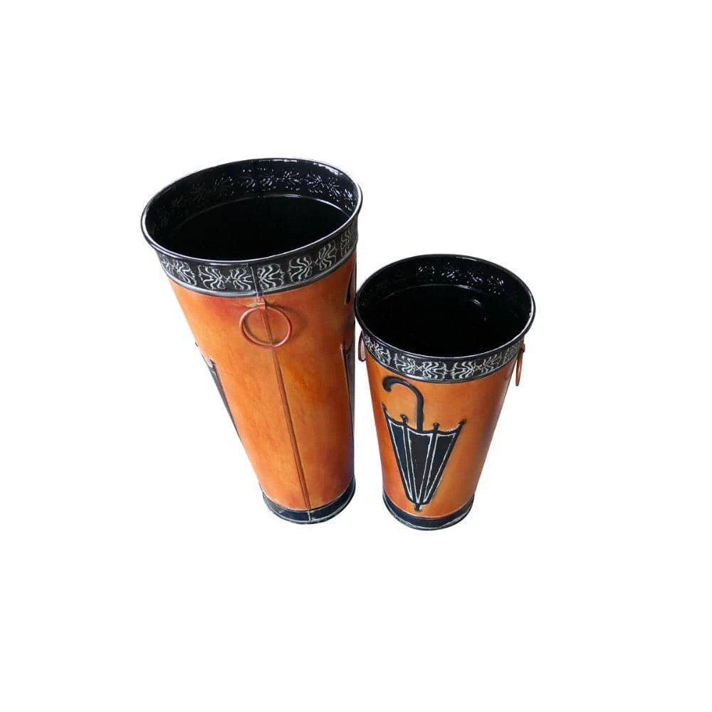 Brown Metal Umbrella Stand by Benjara 3 Brown Metal Umbrella Stand by Benjara - Image 3