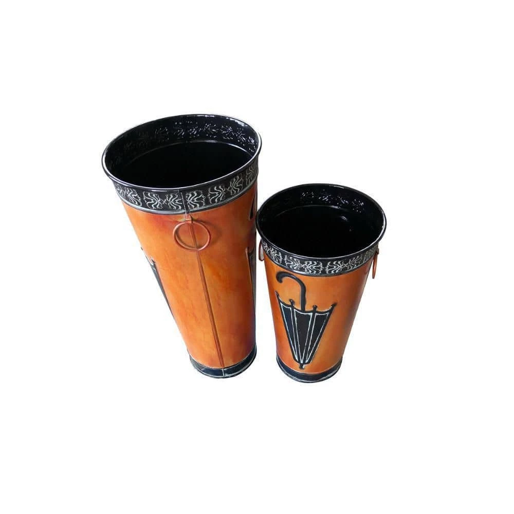 Brown Metal Umbrella Stand by Benjara 2 Brown Metal Umbrella Stand by Benjara - Image 2