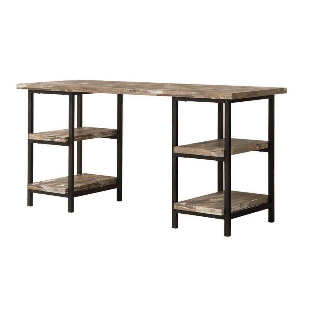 59 in. Rectangular Brown Writing Desks with Open Storage by Benjara 1 59 in. Rectangular Brown Writing Desks with Open Storage by Benjara