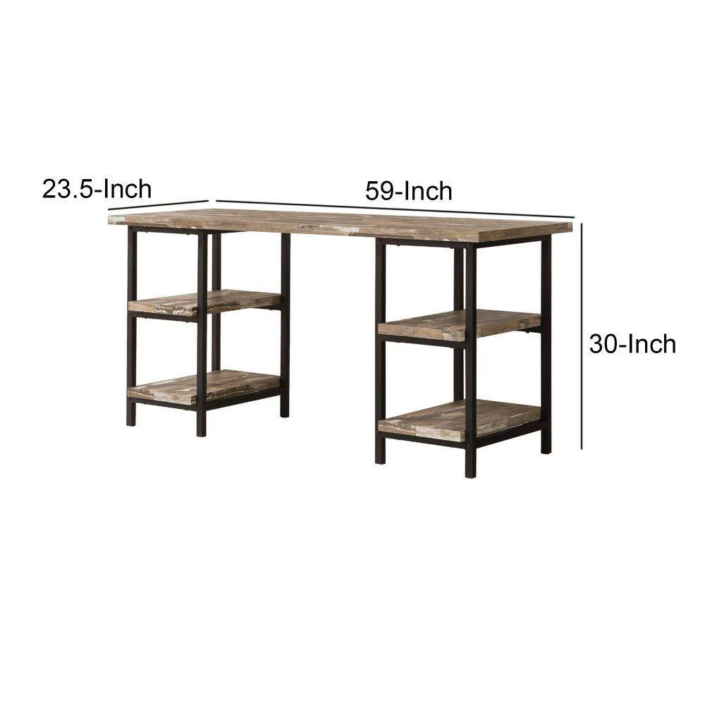 59 in. Rectangular Brown Writing Desks with Open Storage by Benjara 7 59 in. Rectangular Brown Writing Desks with Open Storage by Benjara - Image 7