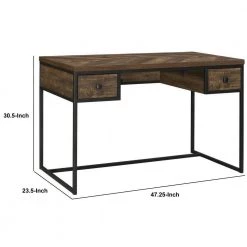 47.25 in. Rectangle Brown 2 Drawers Writing Desk with Herringbone Inlays by Benjara -Cheap Benjara Store brown benjara writing desks bm246098 44 1000